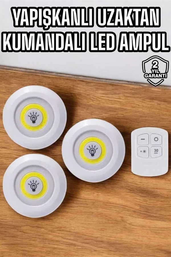 Mutfak Dolap Altı Işığı Uzaktan Kumandalı Yapışkanlı Kablosuz Pilli görsel 2