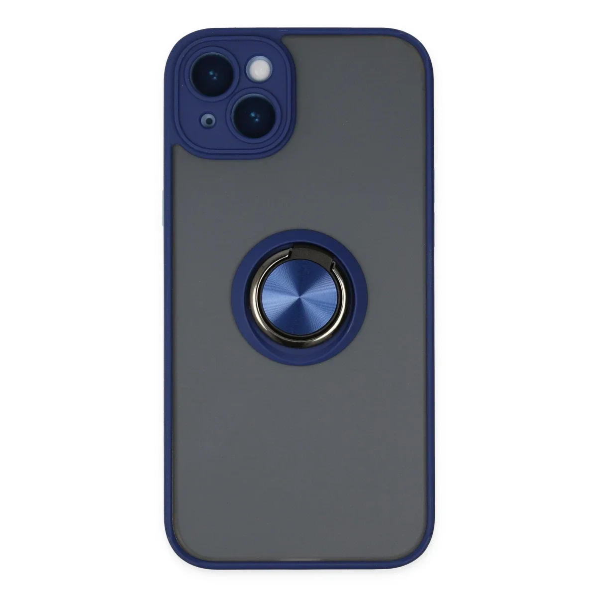 Apple iPhone 14 Kılıf Montreal Yüzüklü Silikon Kapak - Lacivert