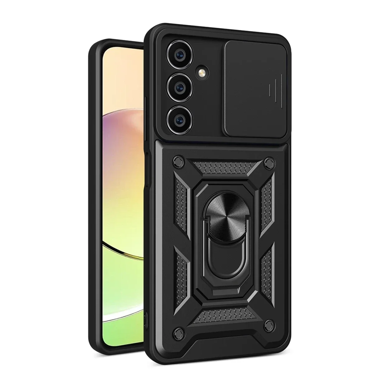 Samsung Galaxy A15 4G Kılıf Pars Lens Yüzüklü Silikon - Siyah