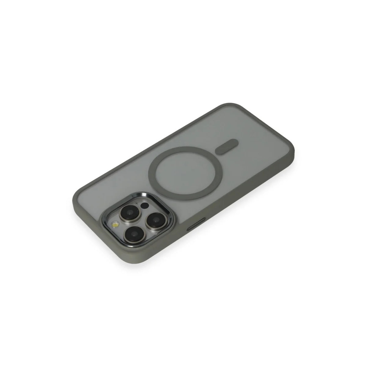 Apple İphone 15 Pro Max Kılıf Room Magneticsafe Silikon - Gri görsel 3