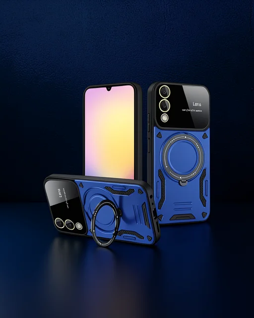 Samsung Galaxy S25 Edge Kılıf Joy Lens Standlı Kapak - Lacivert