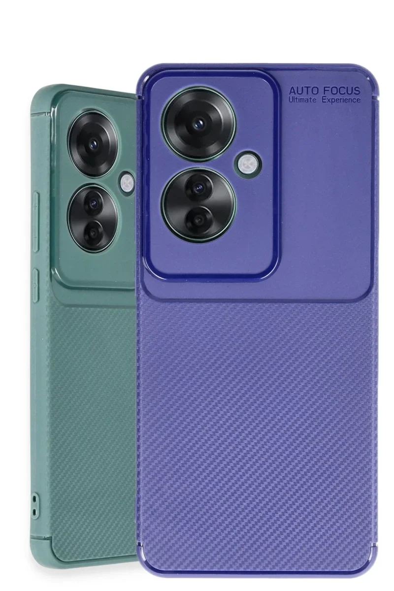 Oppo Reno 11F Kılıf Auto Focus Karbon Kapak - Koyu Yeşil görsel 3