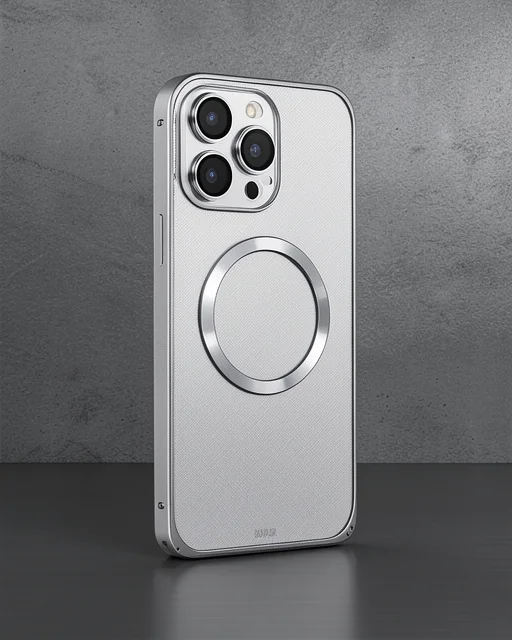 Joko Apple İphone 15 Pro Max Kılıf Metal Bumper Magneticsafe Kapak - Gri