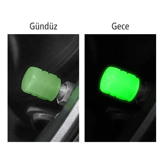 SN-21012 Yeşil Fosforlu Işık Saçan Lastik Sibop Kapak (Tekli) görsel 2