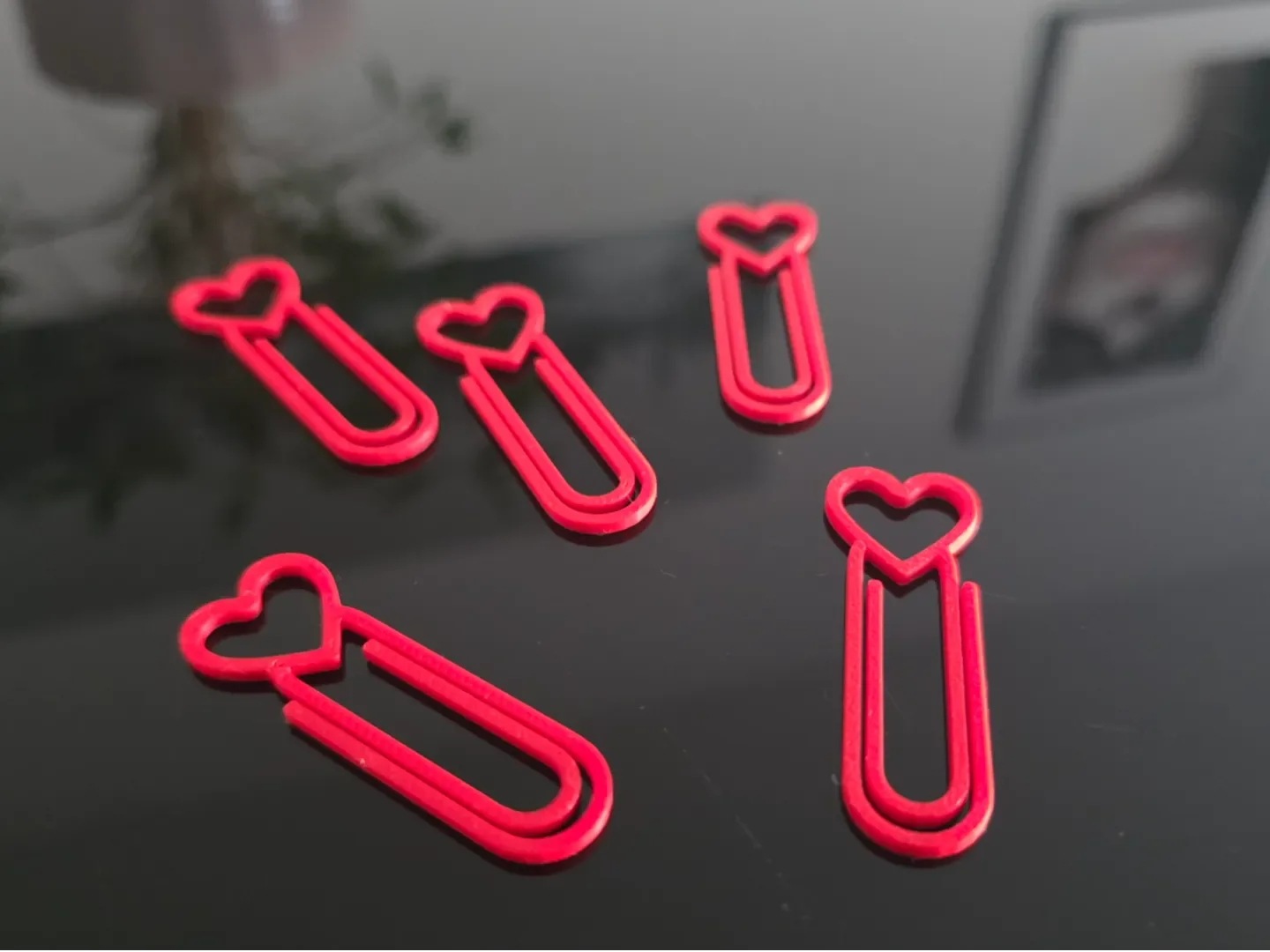 3D Baskı Kalp Figürlü Ataç - 10lu Set - Kırmızı