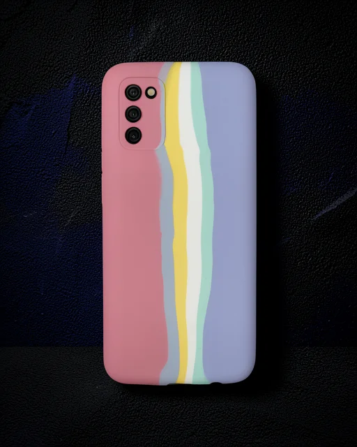 Samsung Galaxy A03s Kılıf Ebruli Lansman Silikon - Pembe-lila