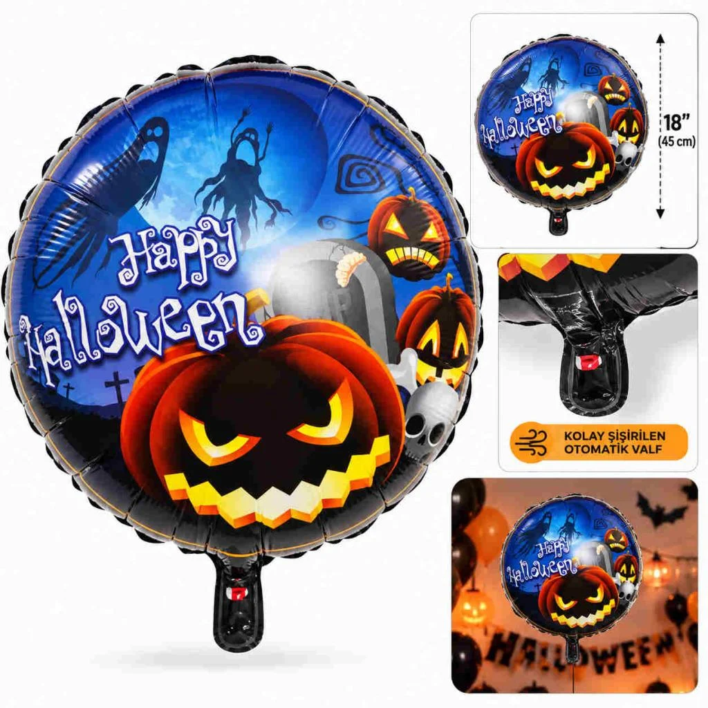 Balkabağı Desenli Folyo Balon 18 İnç – 45 cm