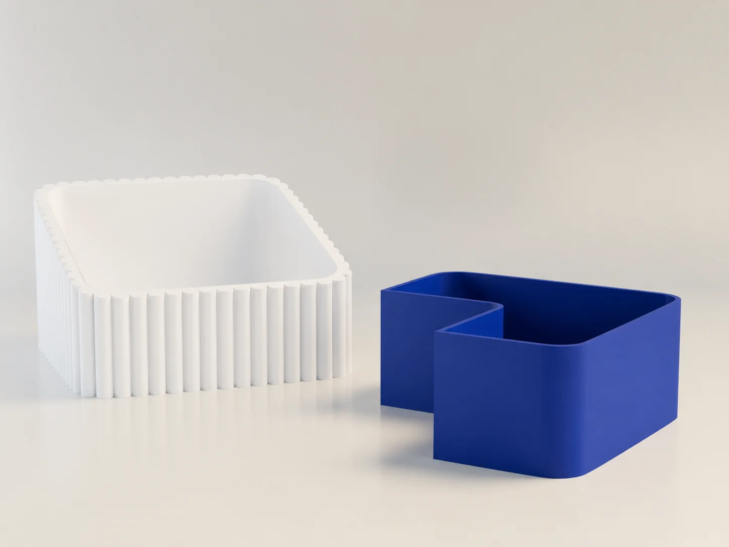 3D Baskı Fıstık Kasesi - Çift Hazneli Kabuk Ayırıcı Sunum Kasesi - Beyaz Mavi görsel 2