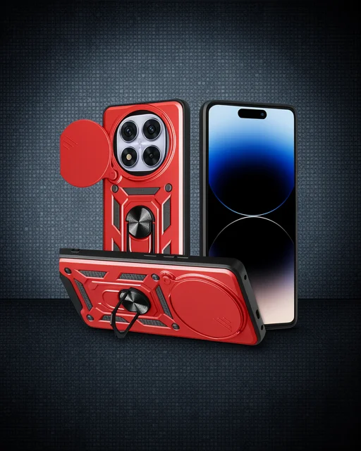 Xiaomi Redmi Note 14 Pro Plus Kılıf Pars Lens Yüzüklü Silikon - Kırmızı