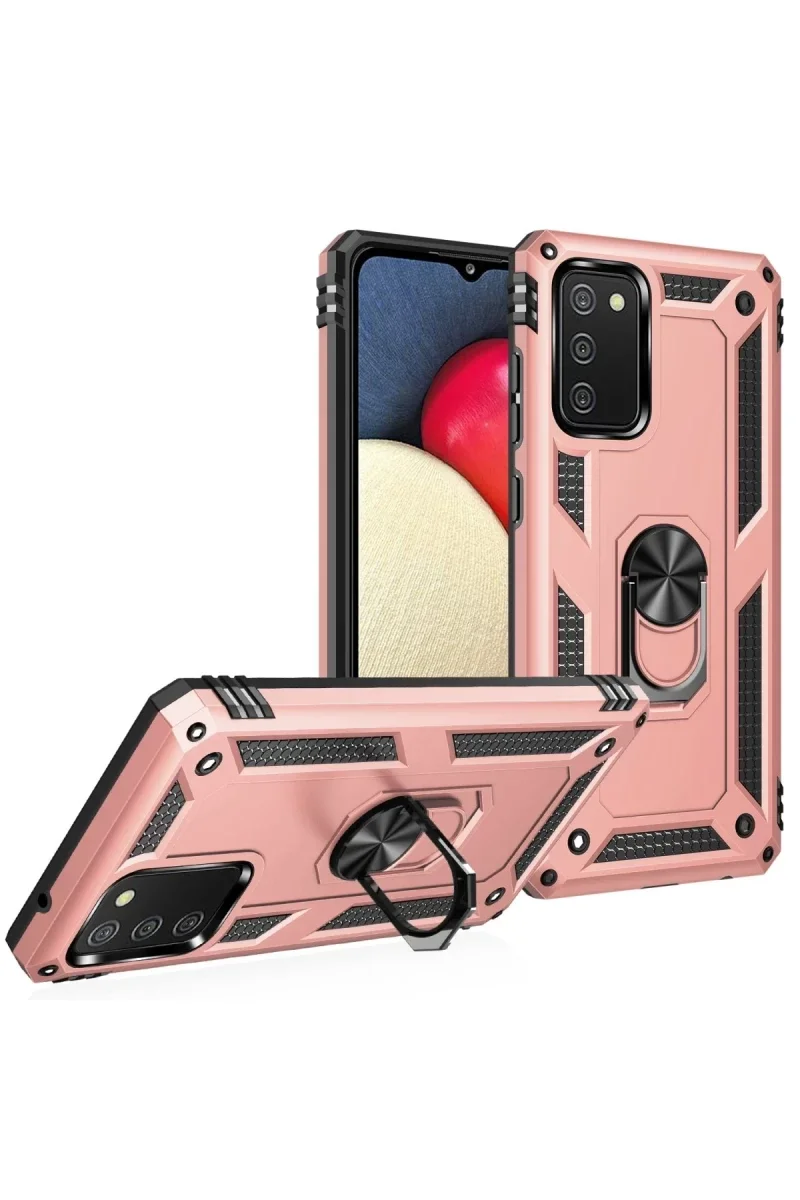 Samsung Galaxy A03S Kılıf Sofya Yüzüklü Silikon Kapak - Rose görsel 2