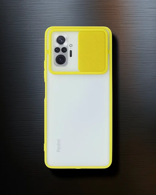 Xiaomi Redmi Note 10 Pro Kılıf Palm Buzlu Kamera Sürgülü Silikon - Sarı