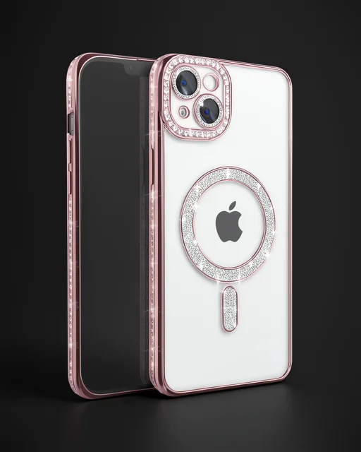 Apple İphone 15 Kılıf Joke Simli Magneticsafe Kılıf - Pembe