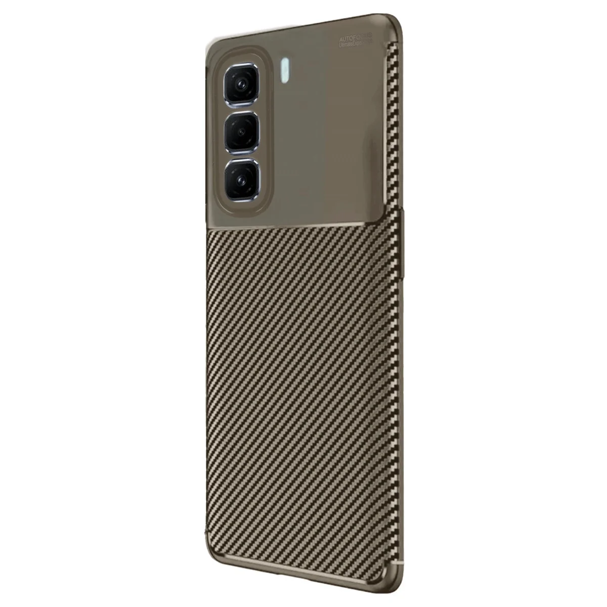İnfinix Hot 50 4g Kılıf Auto Focus Karbon Kapak - Kahverengi görsel 2