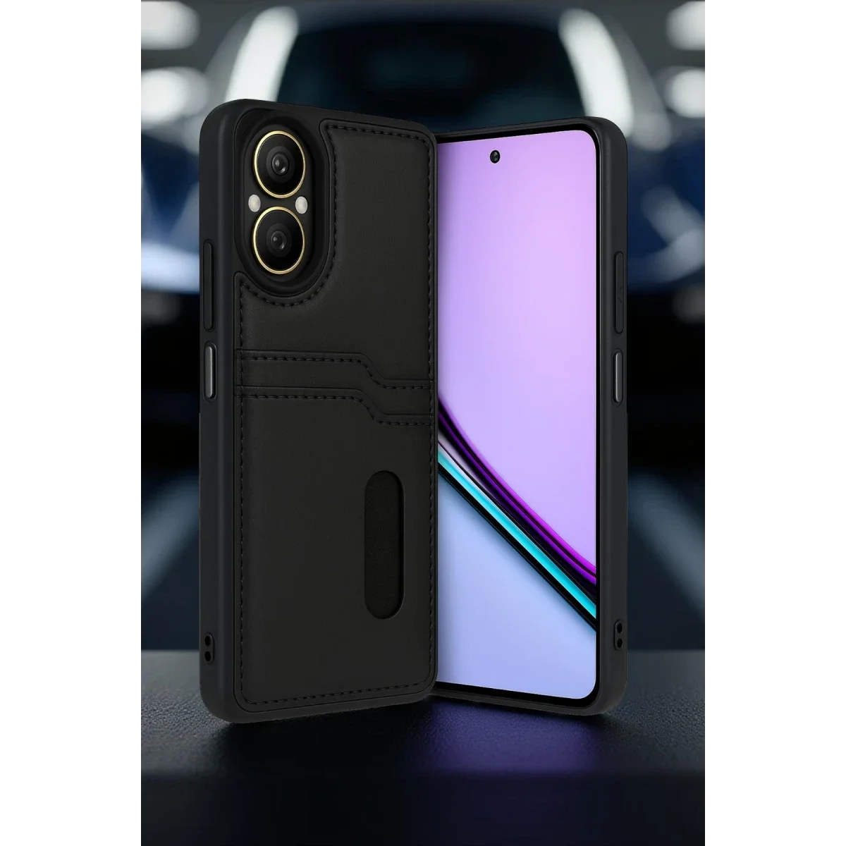 Realme 12 Lite Kılıf Sara Kartvizitli Deri Kılıf - Koyu Yeşil görsel 2