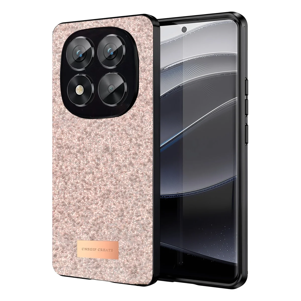 Onegif Xiao Red Note 14 Pro 5g Bright Simli Kapak - Pembe