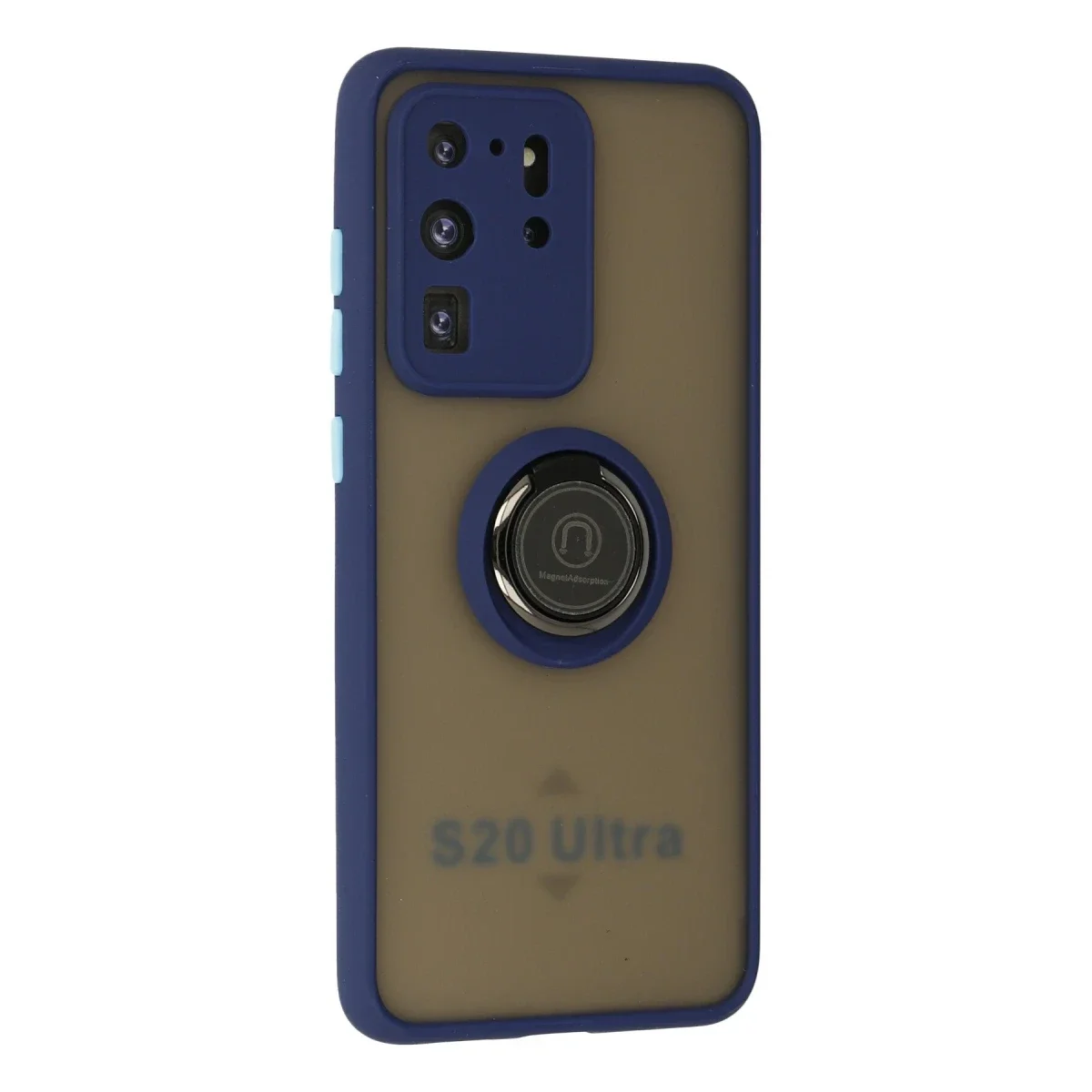 Samsung Galaxy S20 Ultra Kılıf Montreal Yüzüklü Silikon Kapak - Lacivert görsel 2