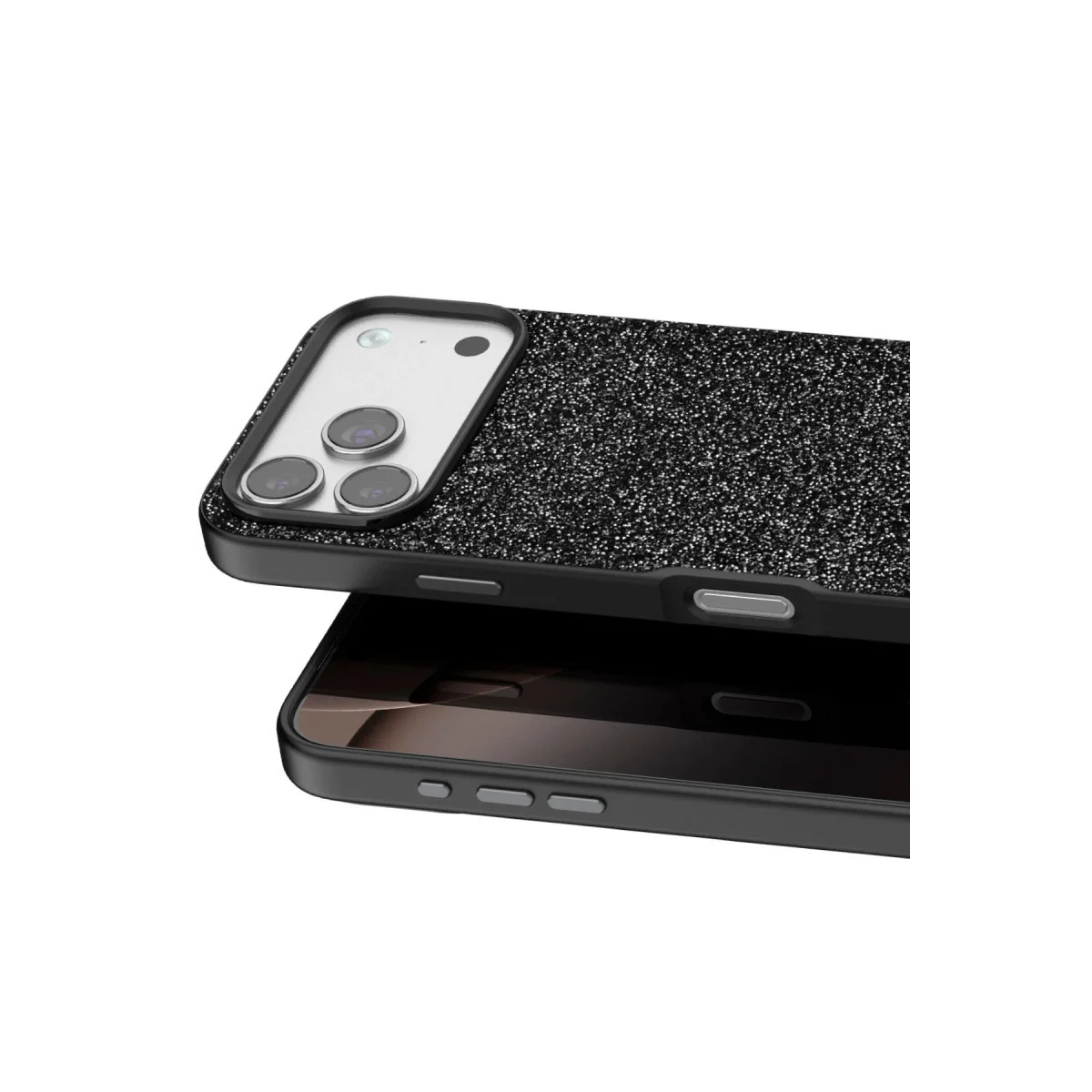 Onegif Apple İphone 17 Pro Bright Simli Kapak - Siyah görsel 2