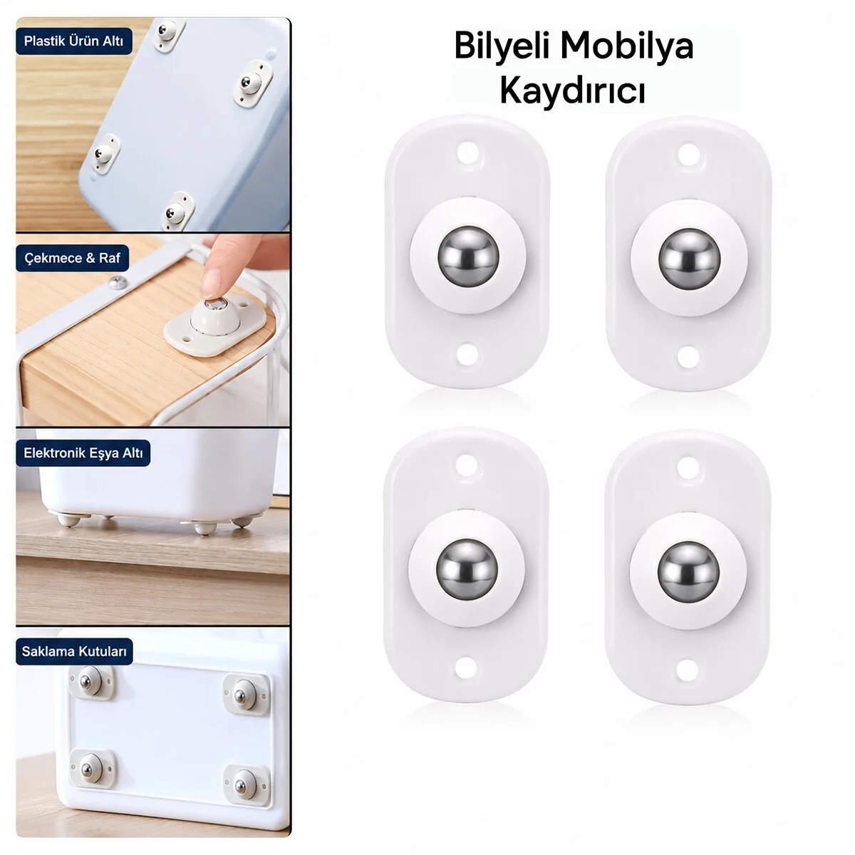 Kartelalı 4PCS Tek Bilya Tekerlekli Mobilya Eşya Taşıma Aparatı 360° 8KG Taşıma Kapasite