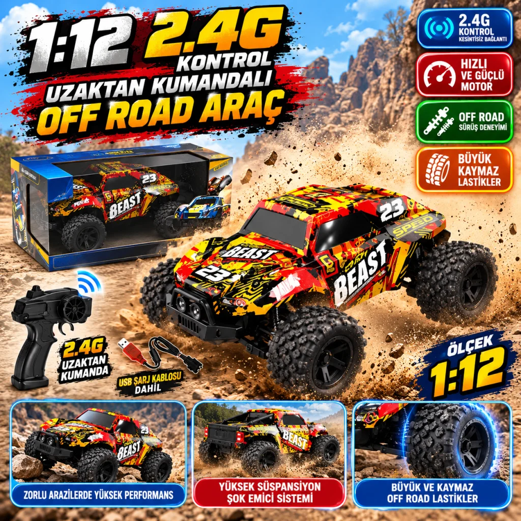 PY999-13C 1 12 2 4G Kontrol Uzaktan Kumandalı Off Road Araç