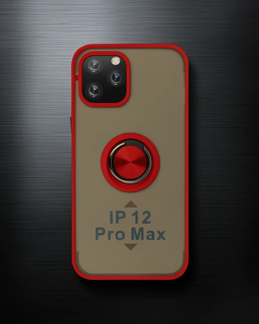 Apple İphone 12 Pro Max Kılıf Montreal Yüzüklü Silikon Kapak - Kırmızı