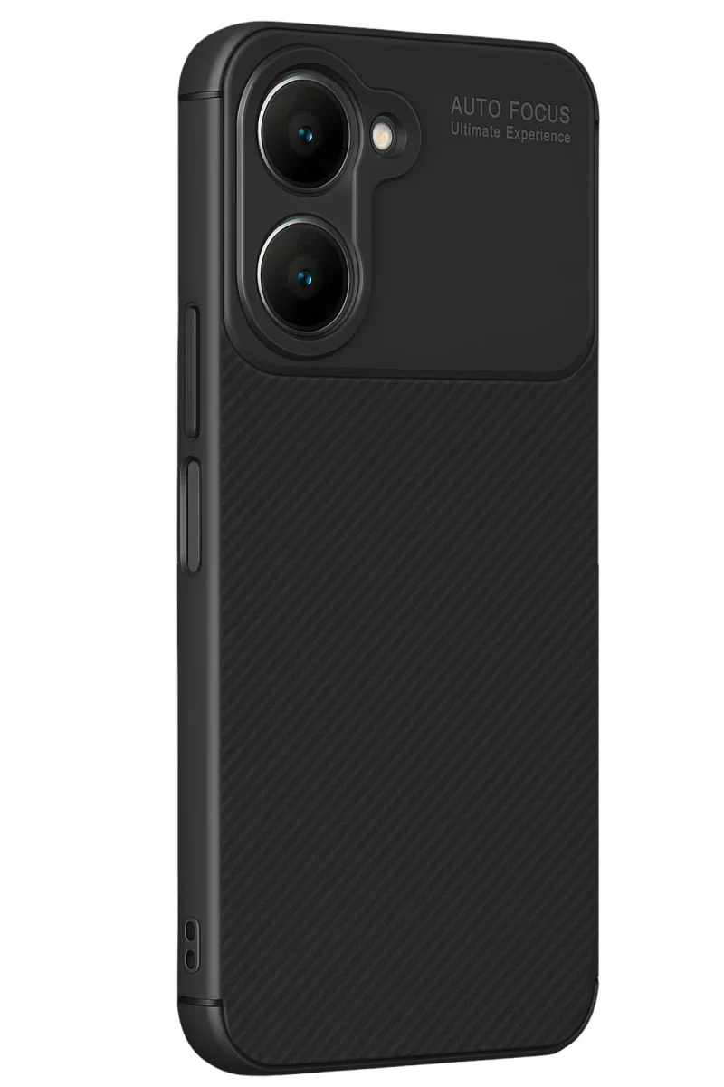 Vivo Y18 Kılıf Auto Focus Karbon Kapak - Siyah