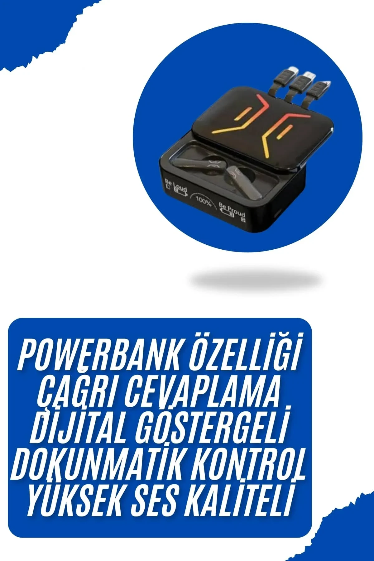 Gang Bluetooth Kulaklık Dahili Powerbank Kablolu Düşük Gecikmeli Bluetooth 5.2 görsel 2