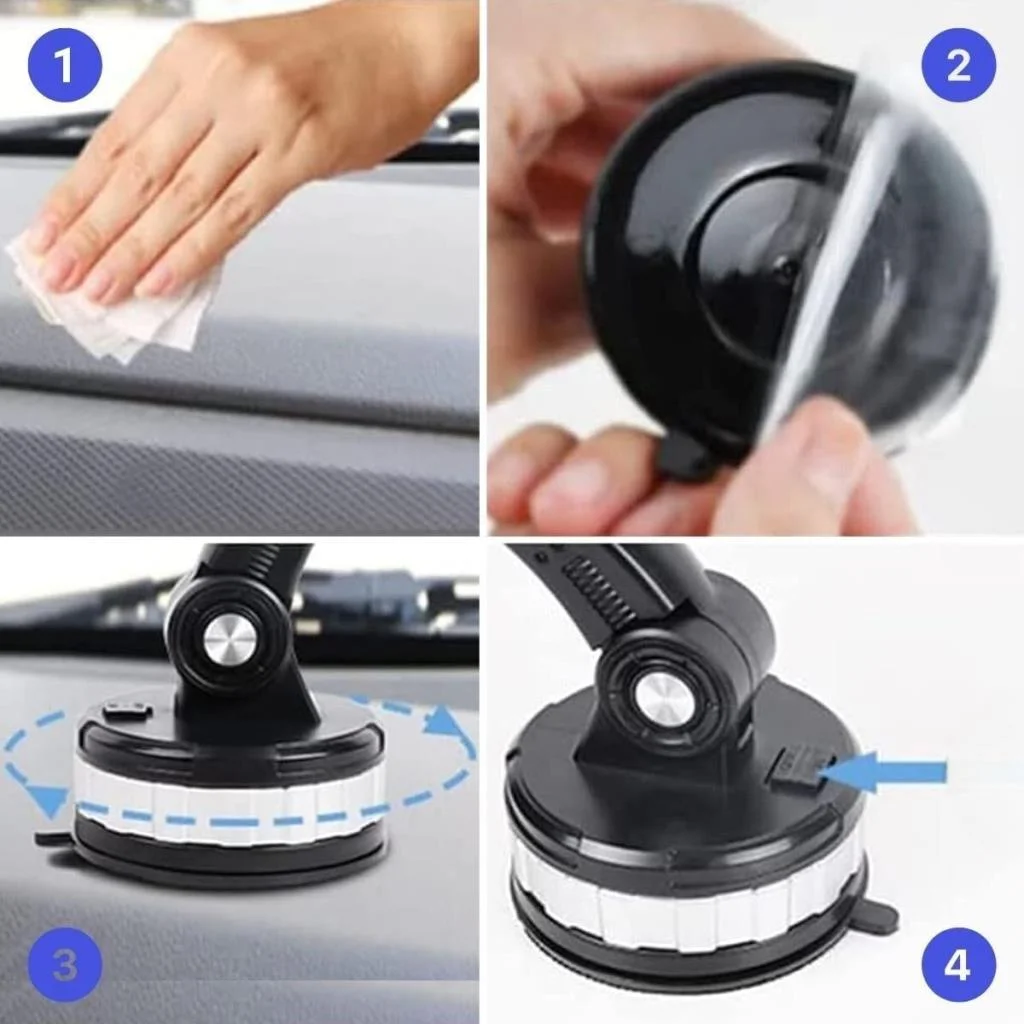 Jel Vantuzlu Cama Takılabilen Güçlü 360 Derece Dönebilen Ayarlanabilir Araç Içi Vantuzlu Telefon Tutucu görsel 4