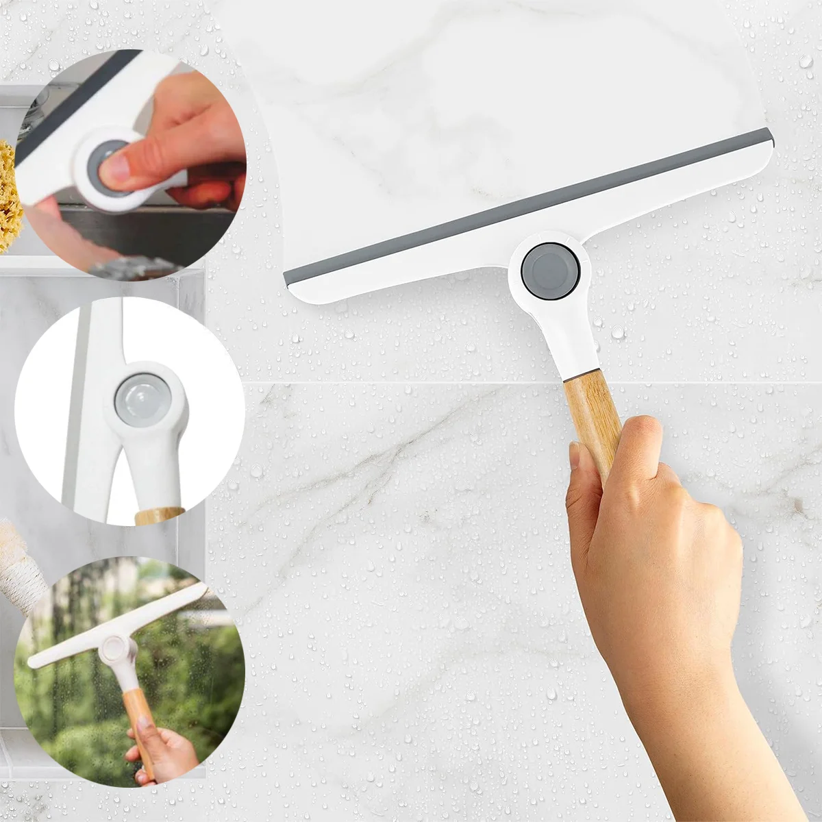 Oynar Başlı Cam Silme Aparatı Ahşap Sap 16.5 cm Uç 24 cm görsel 3