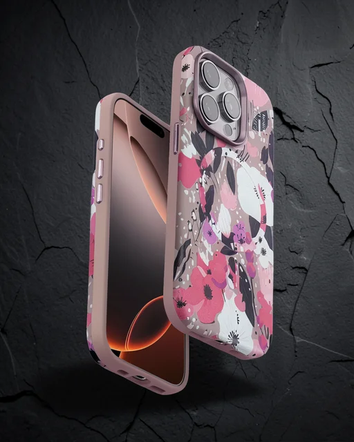 Onegif Apple İphone 15 Pro Flower Series Magsafe Kapak - Pembe