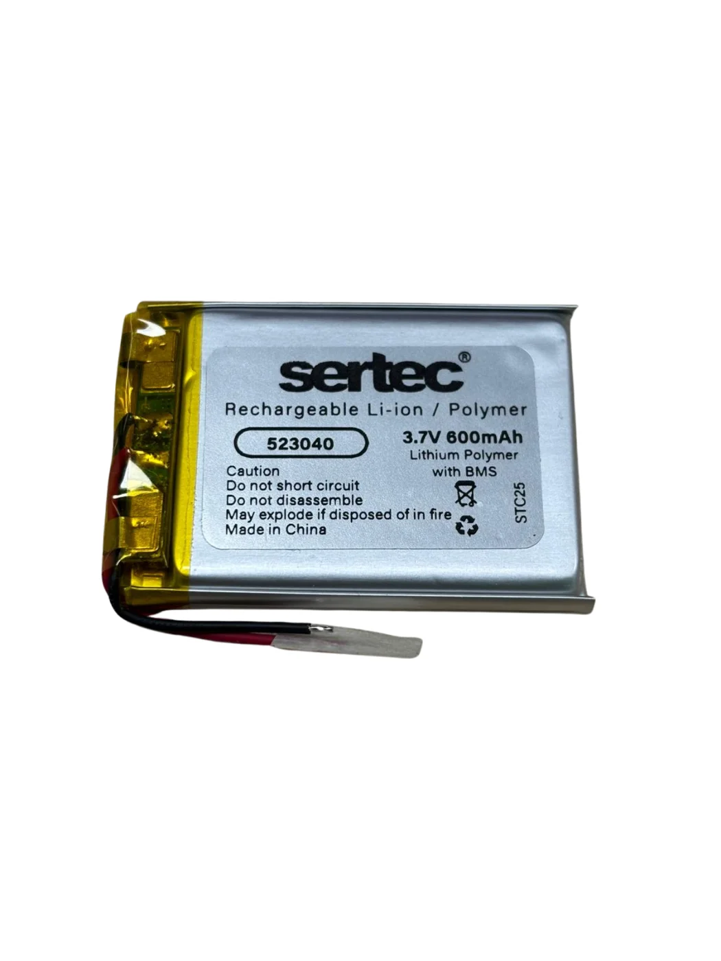 523040 3.7V 600 MAh Li-Polymer Pil (Devreli/1.5A)