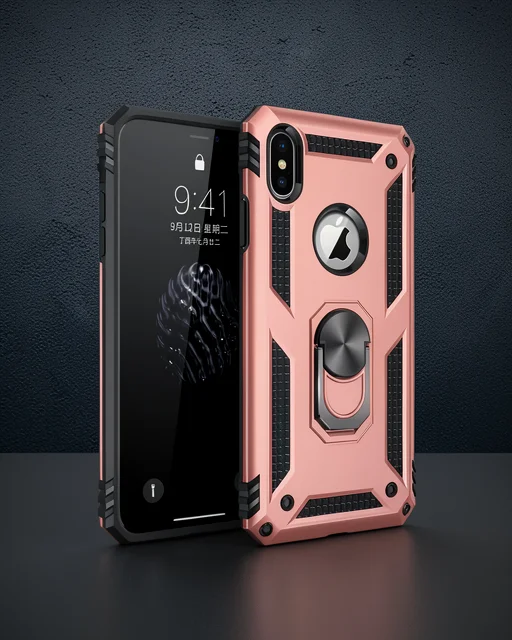 Apple İphone Xs Max Kılıf Sofya Yüzüklü Silikon Kapak - Rose