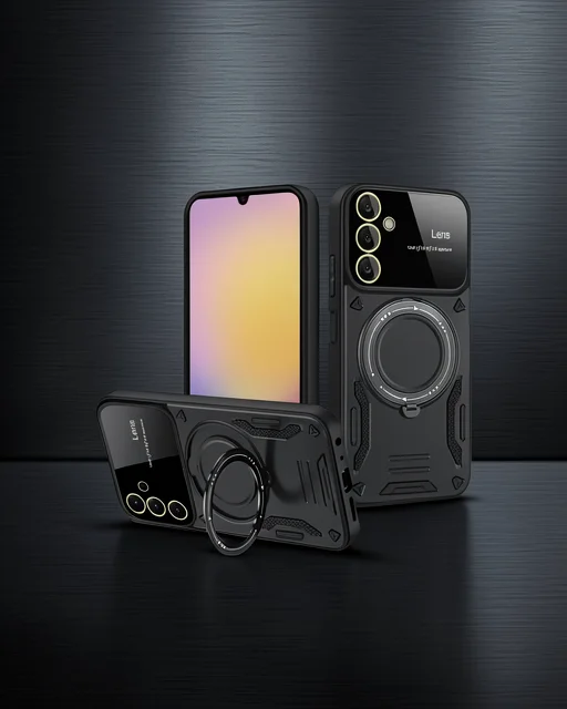 Samsung Galaxy A36 Kılıf Joy Lens Standlı Kapak - Siyah