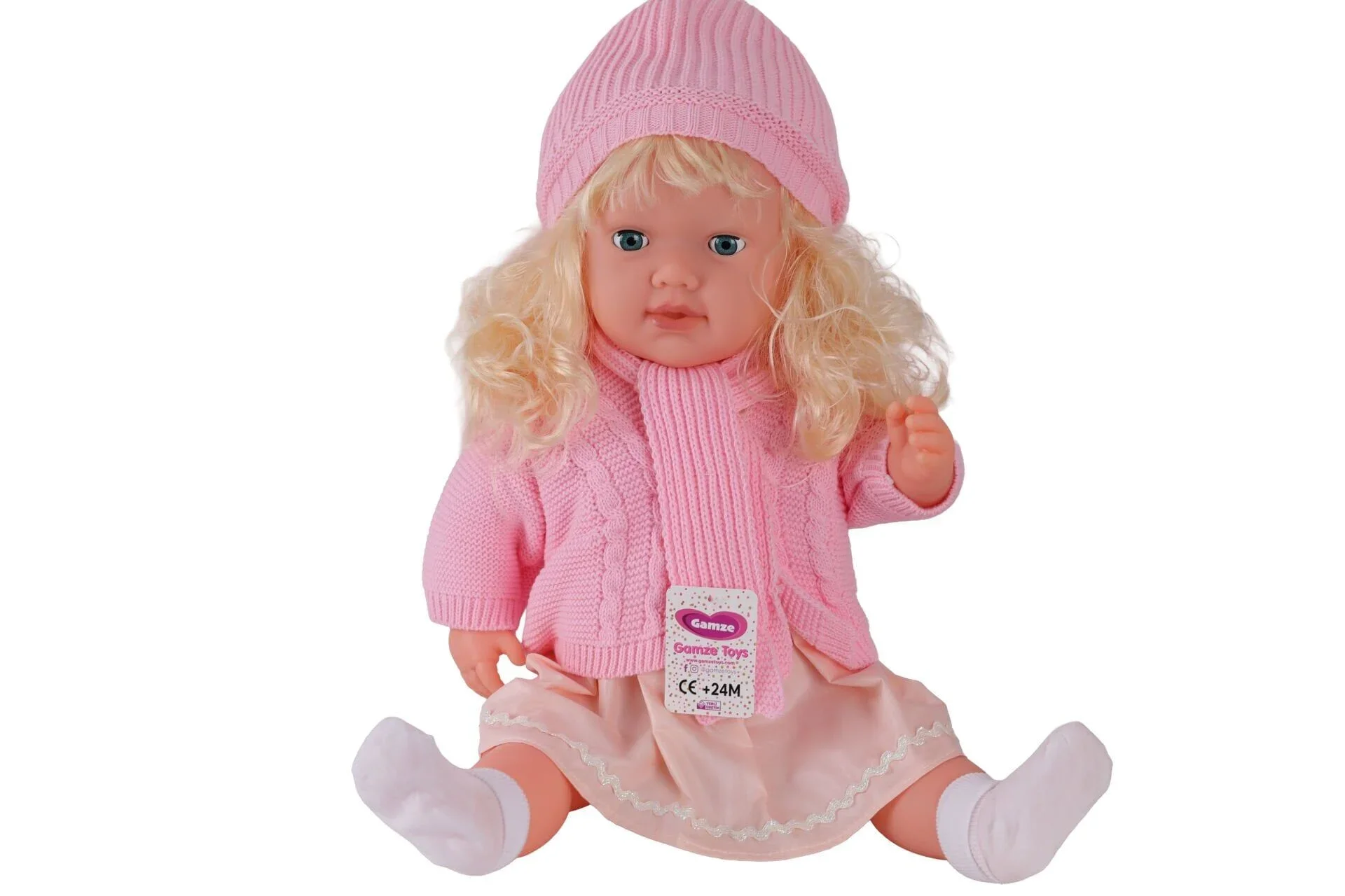 7959 60 Cm Trikolu Hırkalı Saçlı Büyük Bebek görsel 2