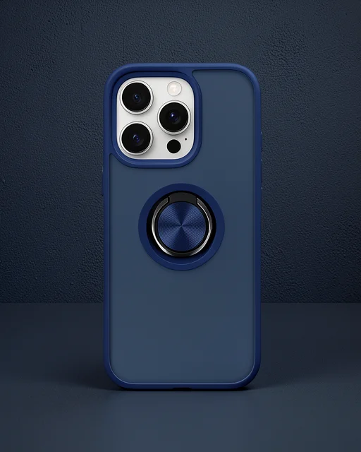 Apple İphone 16 Pro Kılıf Montreal Yüzüklü Silikon Kapak - Lacivert