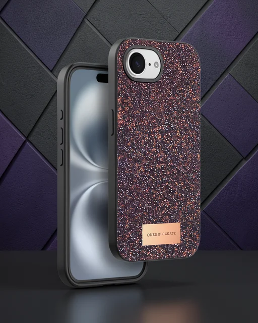 Onegif Apple İphone 16e Bright Simli Kapak - Derin Mor