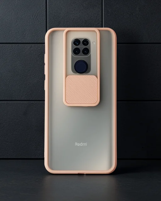Xiaomi Redmi Note 9 Kılıf Palm Buzlu Kamera Sürgülü Silikon - Pembe