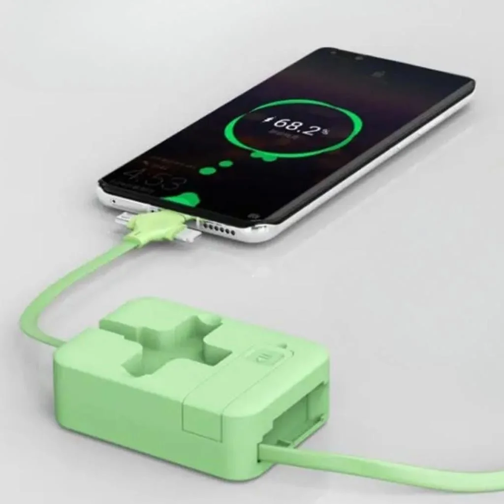 Cep Tipi Telefon Tutuculu Makaralı Uzayıp Kısalabilen 3'ü 1 Arada USB Şarj Kablosu (adet fiyatıdır) görsel 2