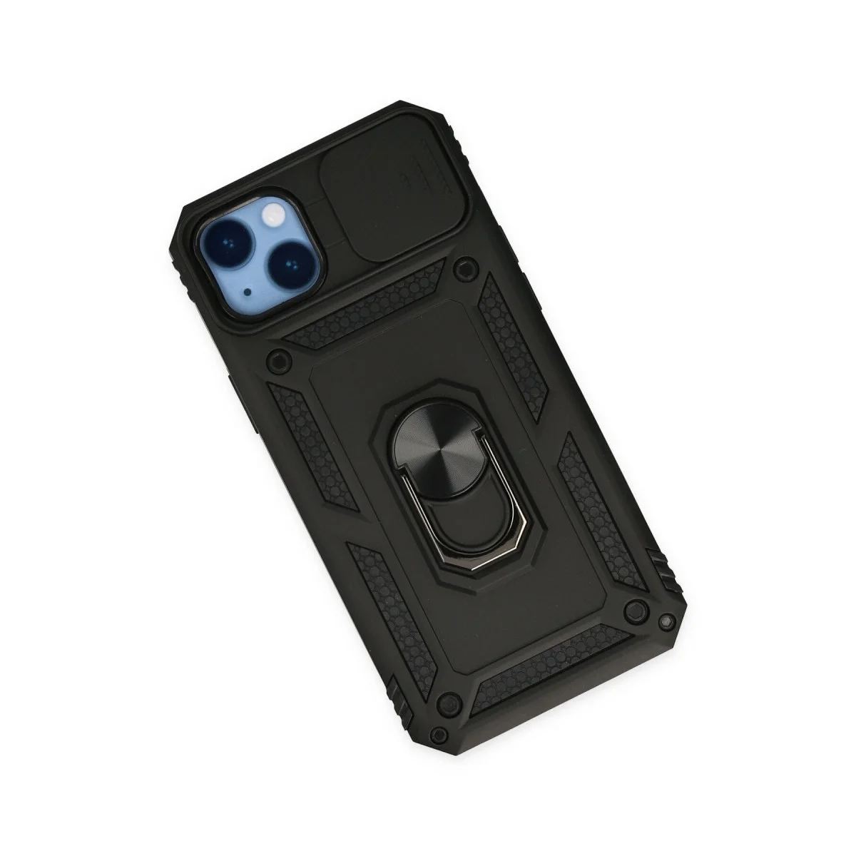 Apple İphone 14 Plus Kılıf Pars Lens Yüzüklü Silikon - Siyah görsel 3