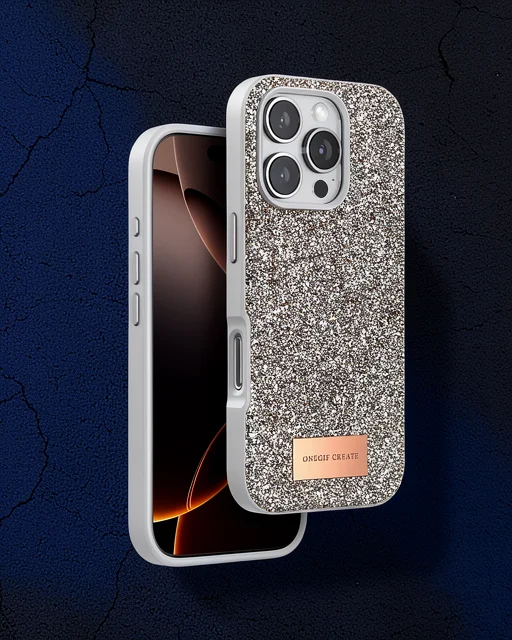 Onegif Apple İphone 16 Pro Bright Simli Kapak - Gold