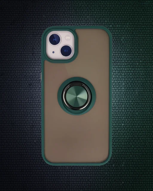 Apple İphone 13 Kılıf Montreal Yüzüklü Silikon Kapak - Yeşil