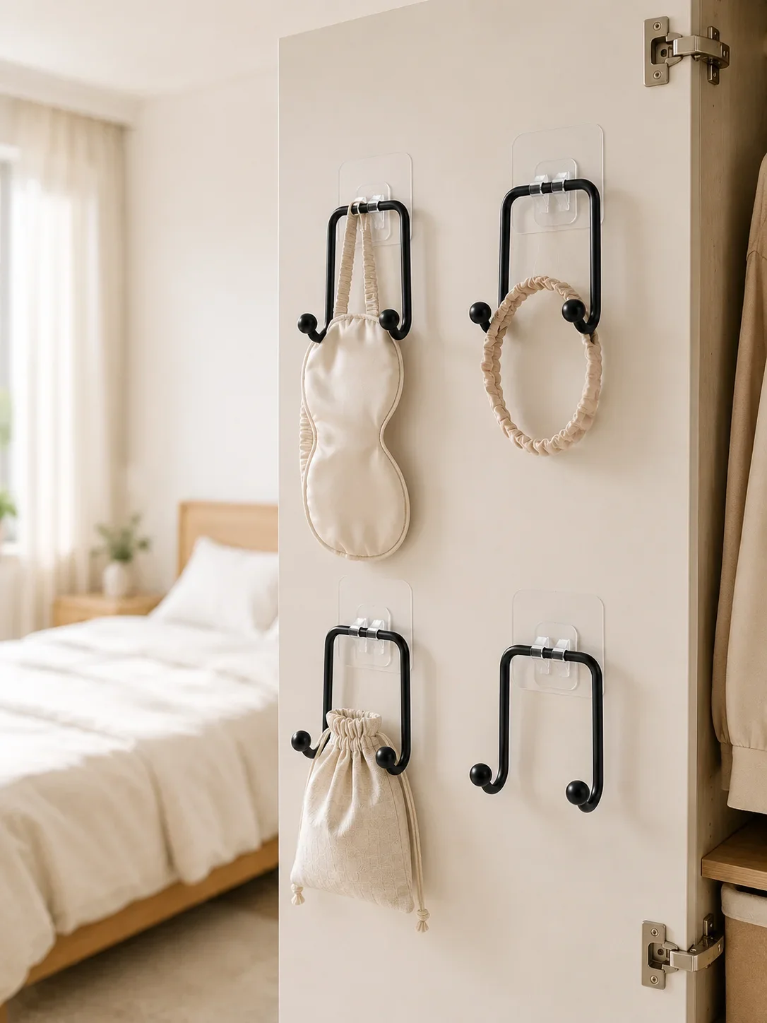 4'lü Duvar Tipi Yapışkanlı Askı Pratik Ev ve Banyo Askılık Seti görsel 2