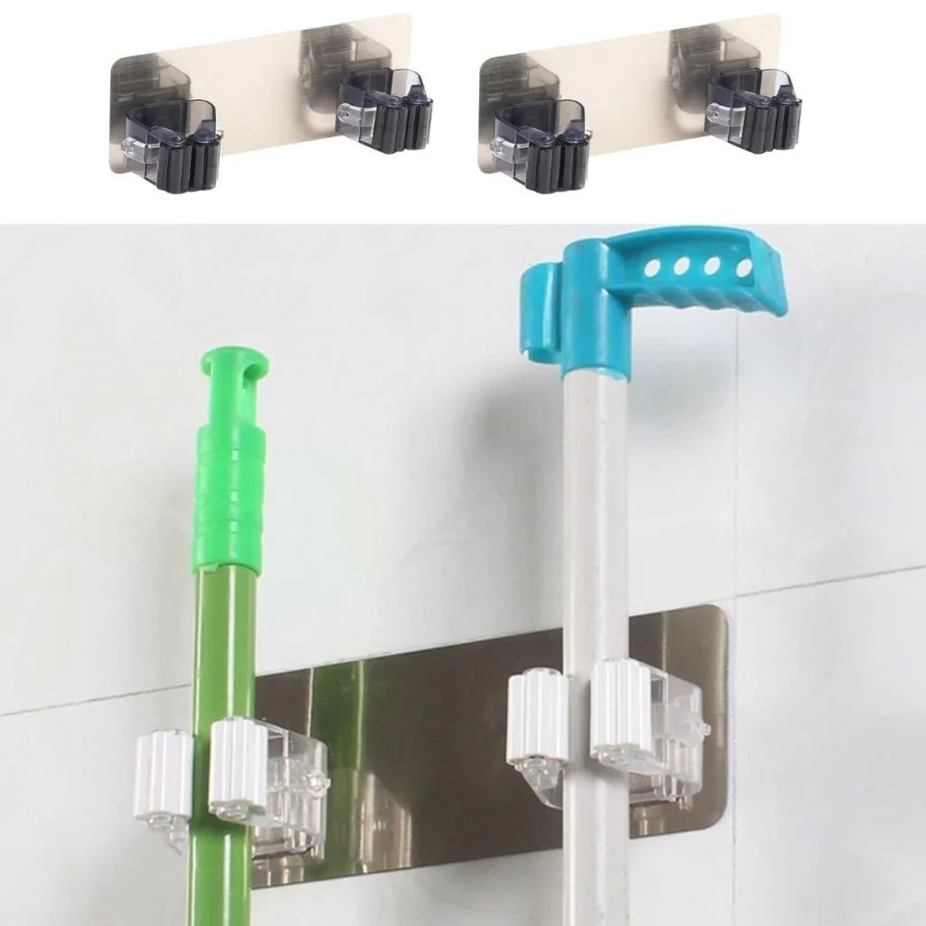 Pratik Organizer 4lü Yapışkanlı Fırça Paspas Mop Fırça Sabitleyici Ergonomik Alet Aparatı (adet fiyatıdır) görsel 4