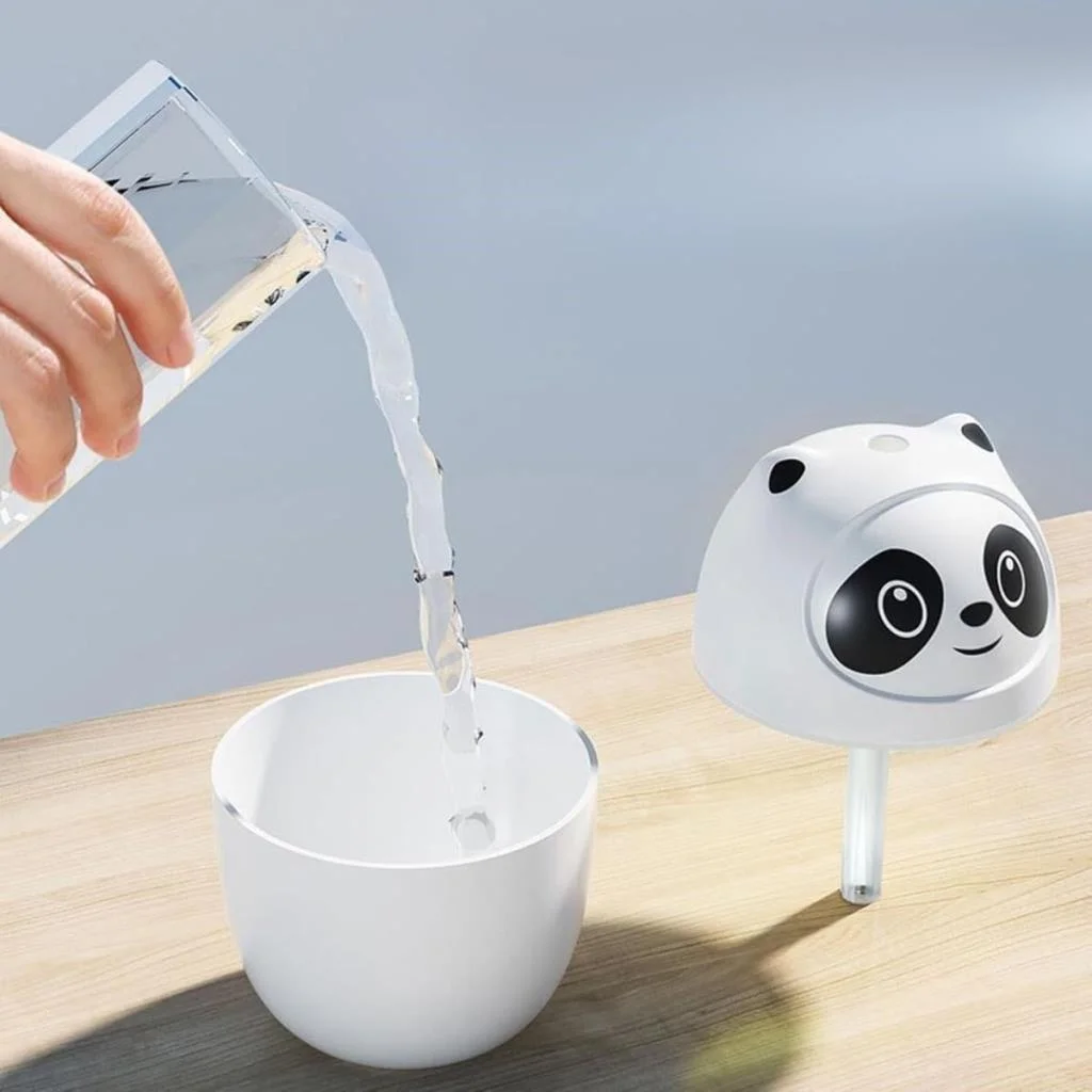 Sevimli Panda Figürlü Hava Nemlendirici – Ultrasonik Soğuk Buhar Makinesi, LED Işıklı Masaüstü Oda Nemlendirici görsel 5
