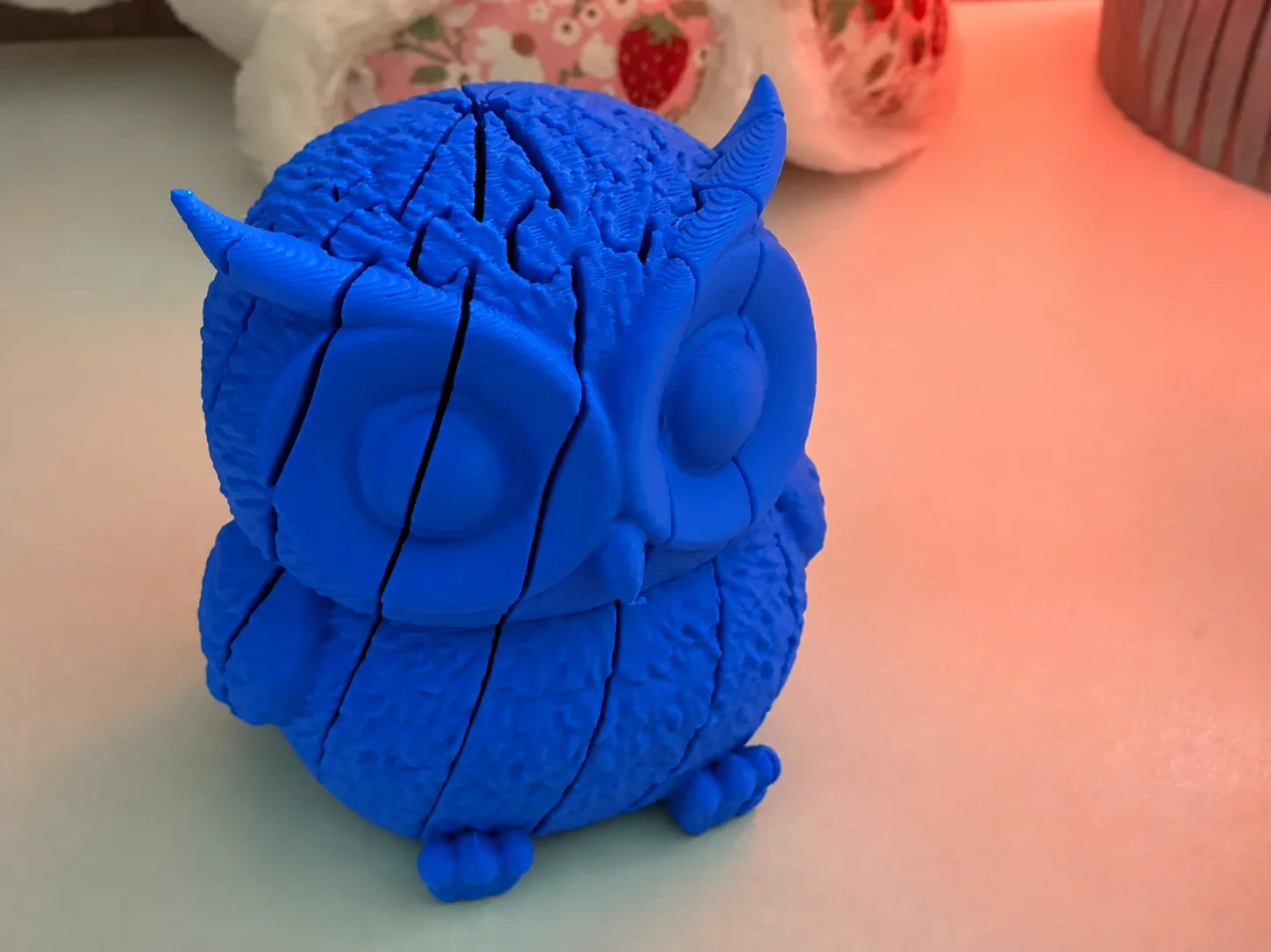 3D Baskı Hareketli Baykuş Figürü - Eklemli Flexi Oyuncak - Mavi