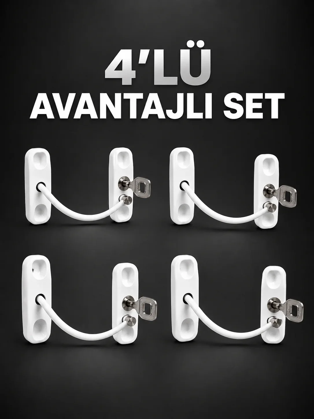 Pencere Güvenlik Kilidi Anahtarlı Çocuk Emniyet Kilidi 4’lü Set