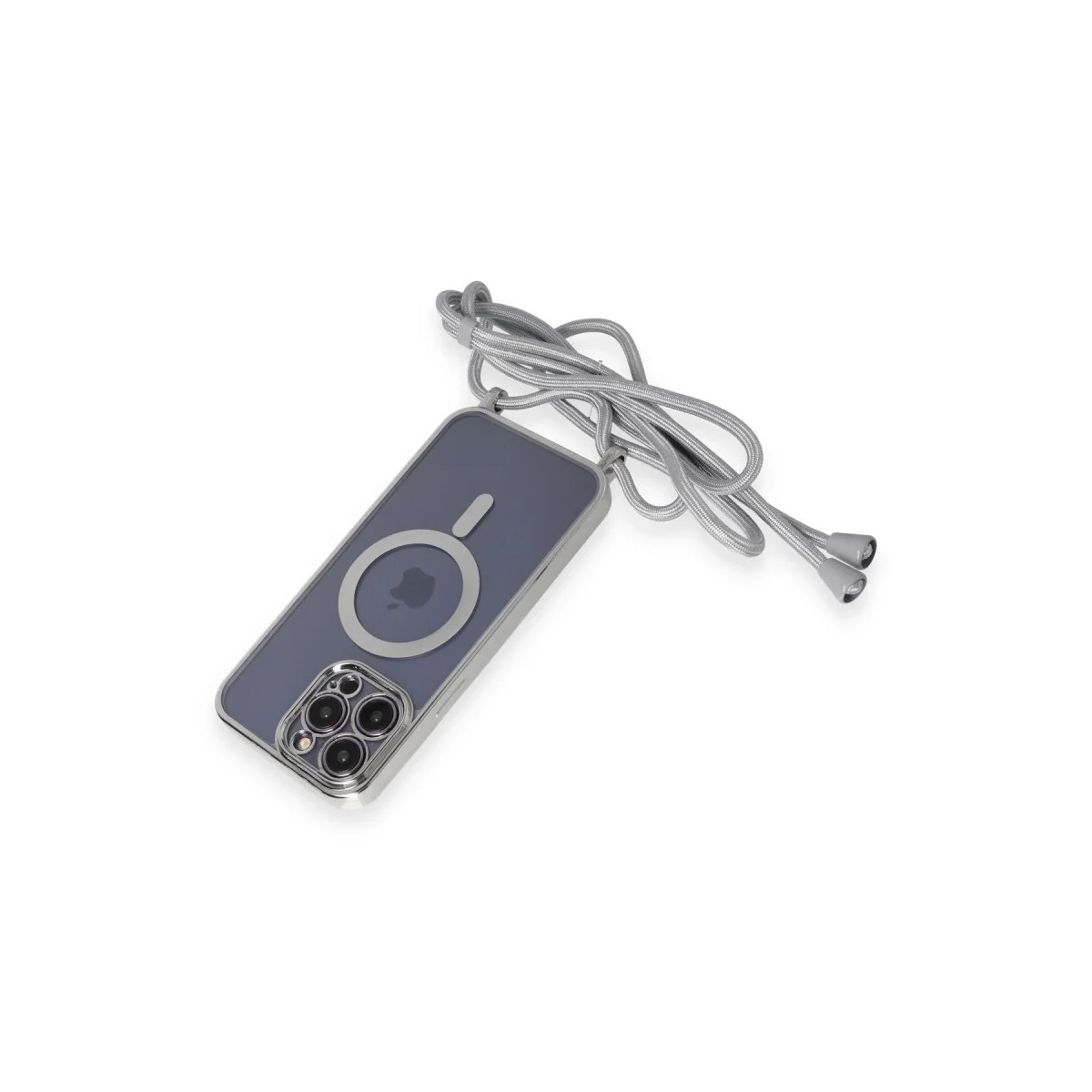 Apple İphone 14 Pro Kılıf Divo Lazer Askılı Magsafe Kapak - Gümüş görsel 5