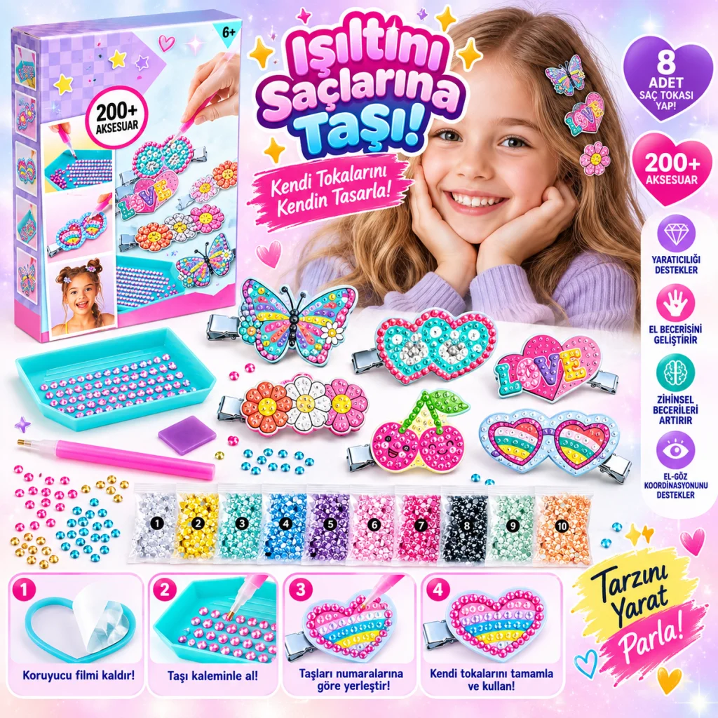 28851 Hobi Set Style 4EVER Dıamond Art Saç Tokası Yapımı görsel 4