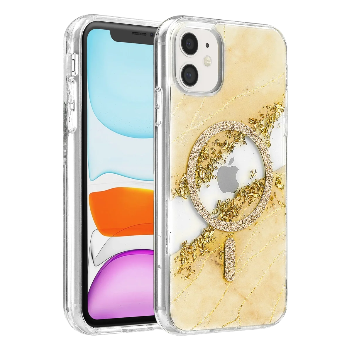 Onegif Apple İphone 11 Lotus Simli Magsafe Kapak - Gümüş