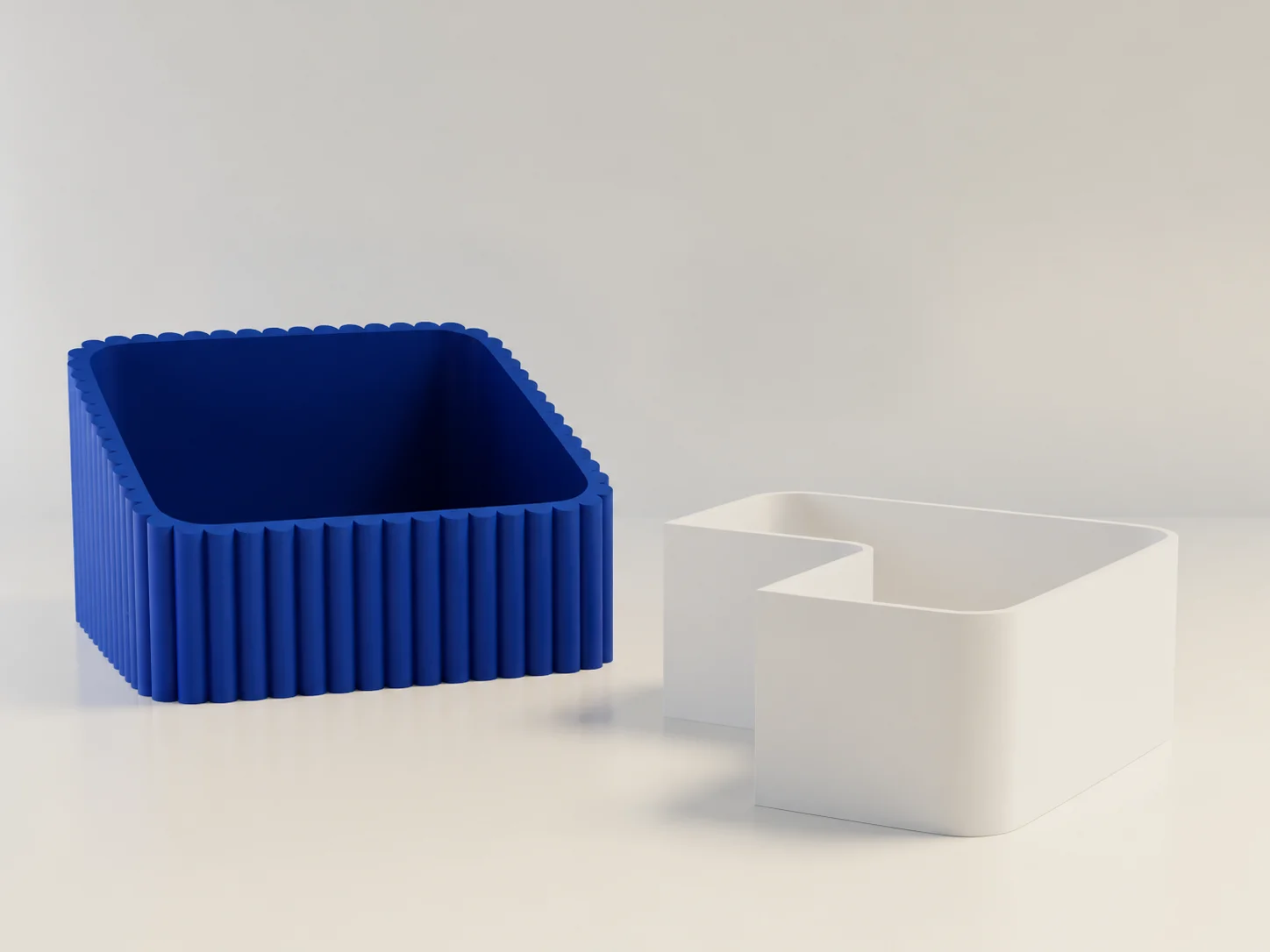 3D Baskı Fıstık Kasesi - Çift Hazneli Kabuk Ayırıcı Sunum Kasesi - Mavi Beyaz görsel 2
