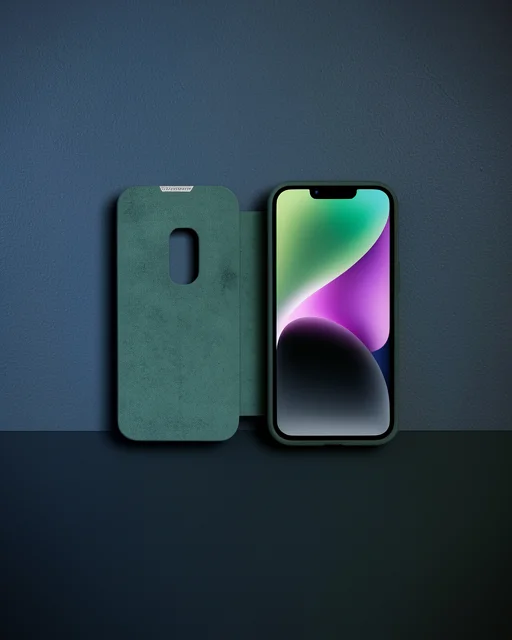Apple İphone 14 Pro Kılıf Dolpin Kapaklı - Koyu Yeşil